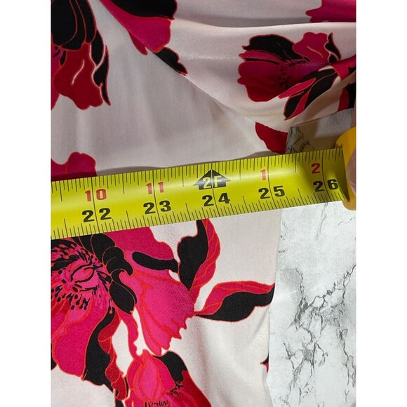Liz Claiborne Womens Floral Print Blouse 1X Long Sleeve Pink Black Red Polyester - Picture 7 of 8